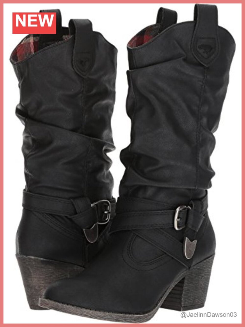 Faux Leather Ankle Bootie with Block Heel and Buckle